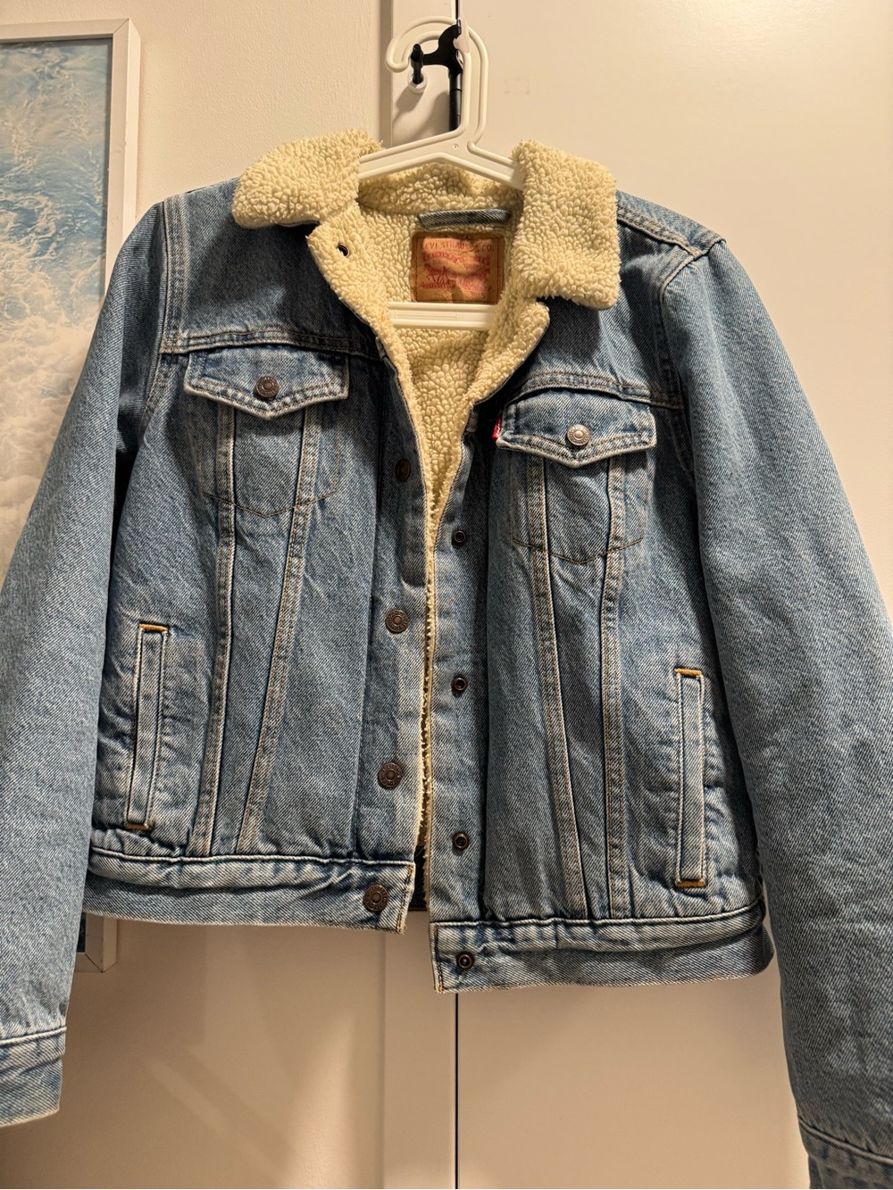 Levi’s Sherpa Lined Denim Trucker Jacket Light Wash | Size S
